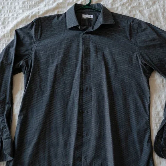 green emerald velvet dress Men's Slim Fit White Patterned Button Down Dress Shirt Size N5 main image 0